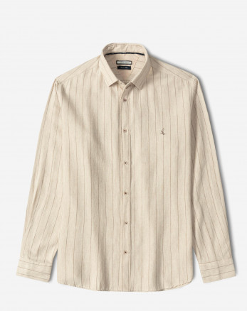 خرید و قیمت پیراهن آستین بلند راه راه مردانه قهوه ای 24466187