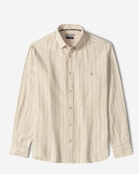 خرید و قیمت پیراهن آستین بلند راه راه مردانه قهوه ای 24466187