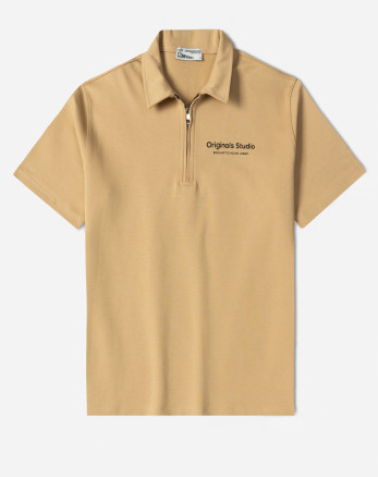 خرید و قیمت پولوشرت نیم زیپ آستین کوتاه مردانه کرم 24494334