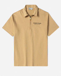 خرید و قیمت پولوشرت نیم زیپ آستین کوتاه مردانه کرم 24494334