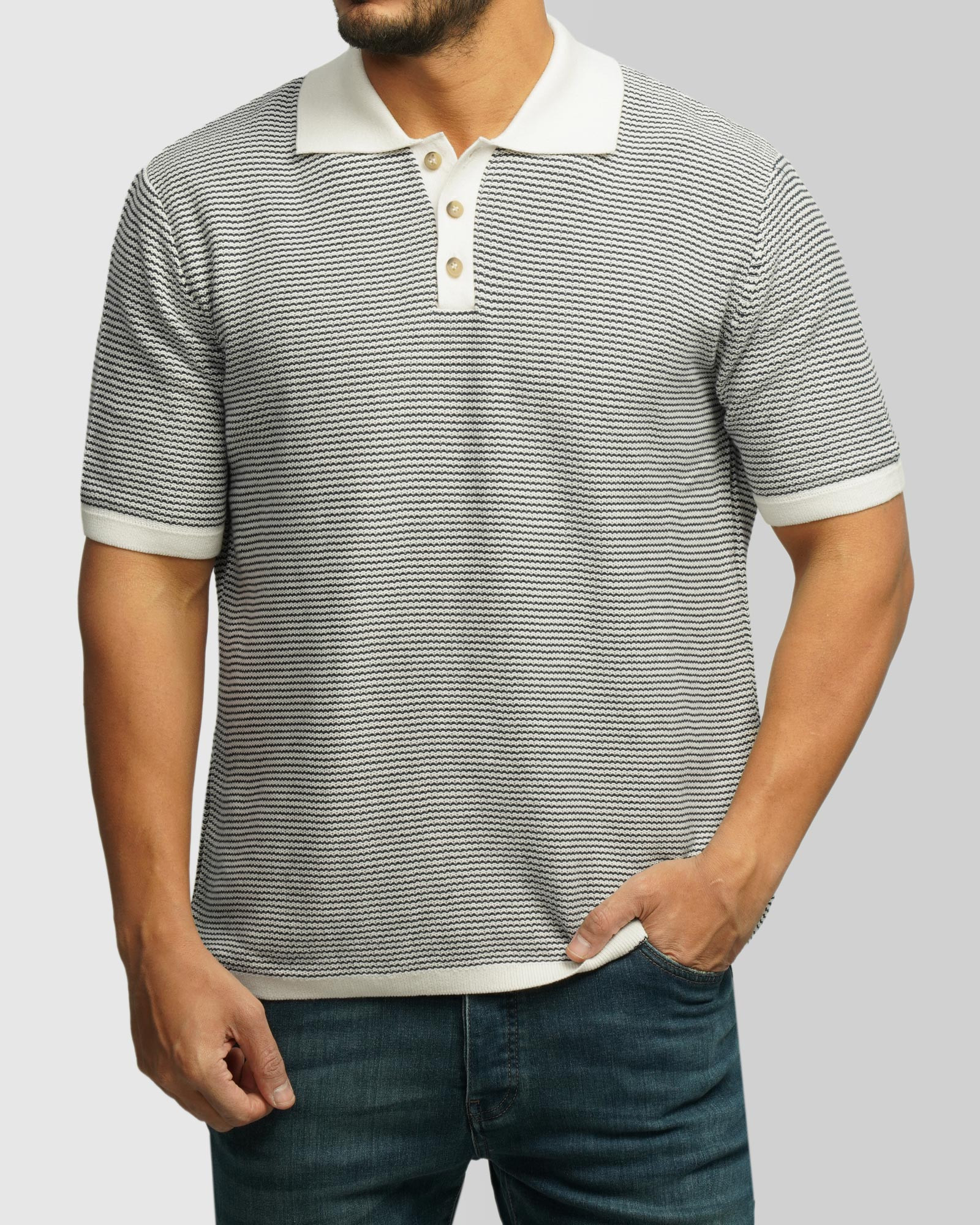 خرید و قیمت پولوشرت طرح دار آستین کوتاه مردانه سرمه ای 24394333