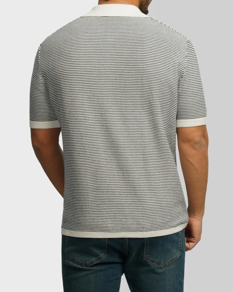 خرید و قیمت پولوشرت طرح دار آستین کوتاه مردانه سرمه ای 24394333