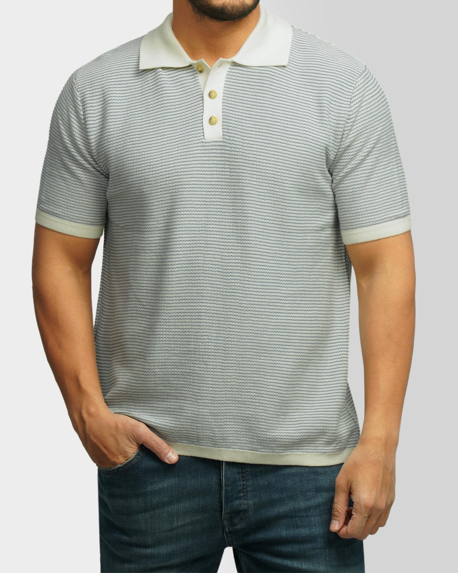 خرید و قیمت پولوشرت طرح دار آستین کوتاه مردانه آبی 24394333