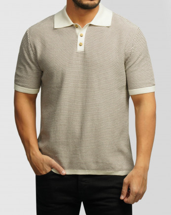 خرید و قیمت پولوشرت طرح دار آستین کوتاه مردانه کرم 24394333