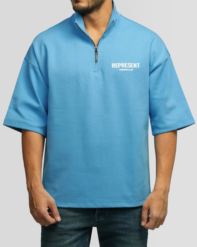 خرید و قیمت پولوشرت نیم زیپ آستین کوتاه مردانه آبی 24394332