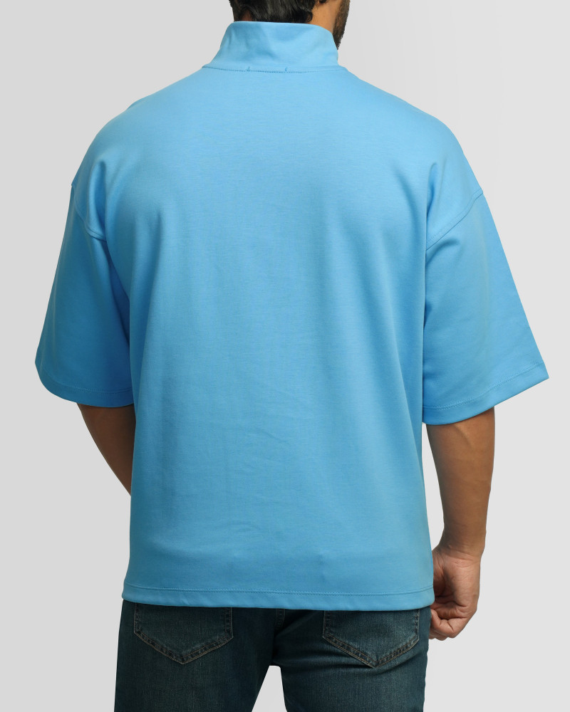 خرید و قیمت پولوشرت نیم زیپ آستین کوتاه مردانه آبی 24394332