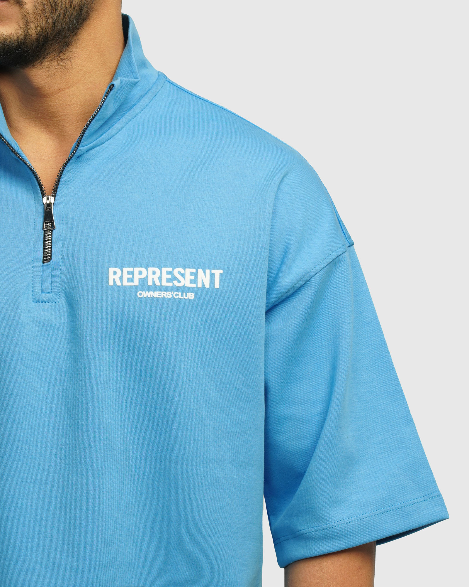 خرید و قیمت پولوشرت نیم زیپ آستین کوتاه مردانه آبی 24394332