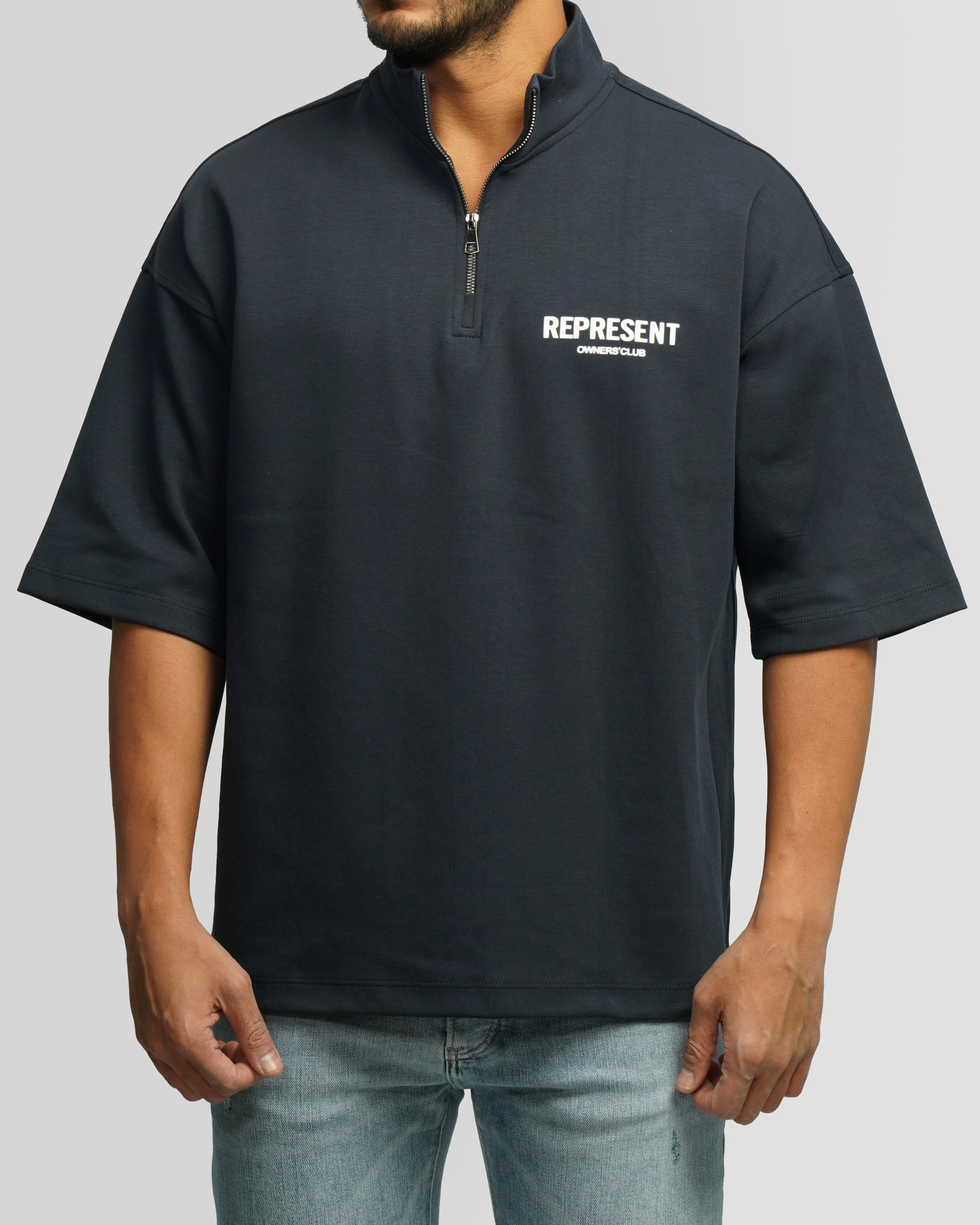 خرید و قیمت پولوشرت نیم زیپ آستین کوتاه مردانه سرمه ای 24394332