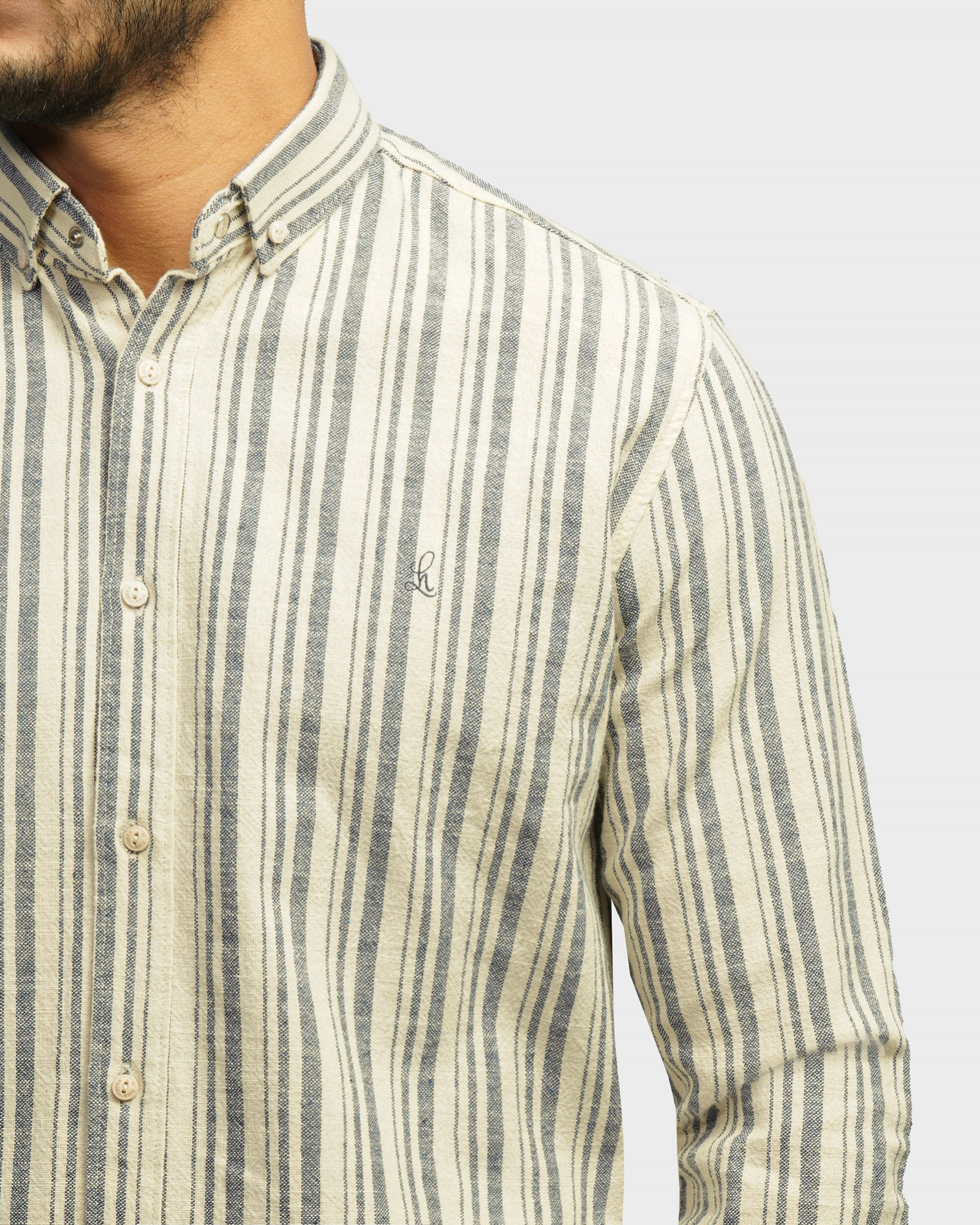 خرید و قیمت پیراهن آستین بلند راه راه مردانه سرمه ای 24466186