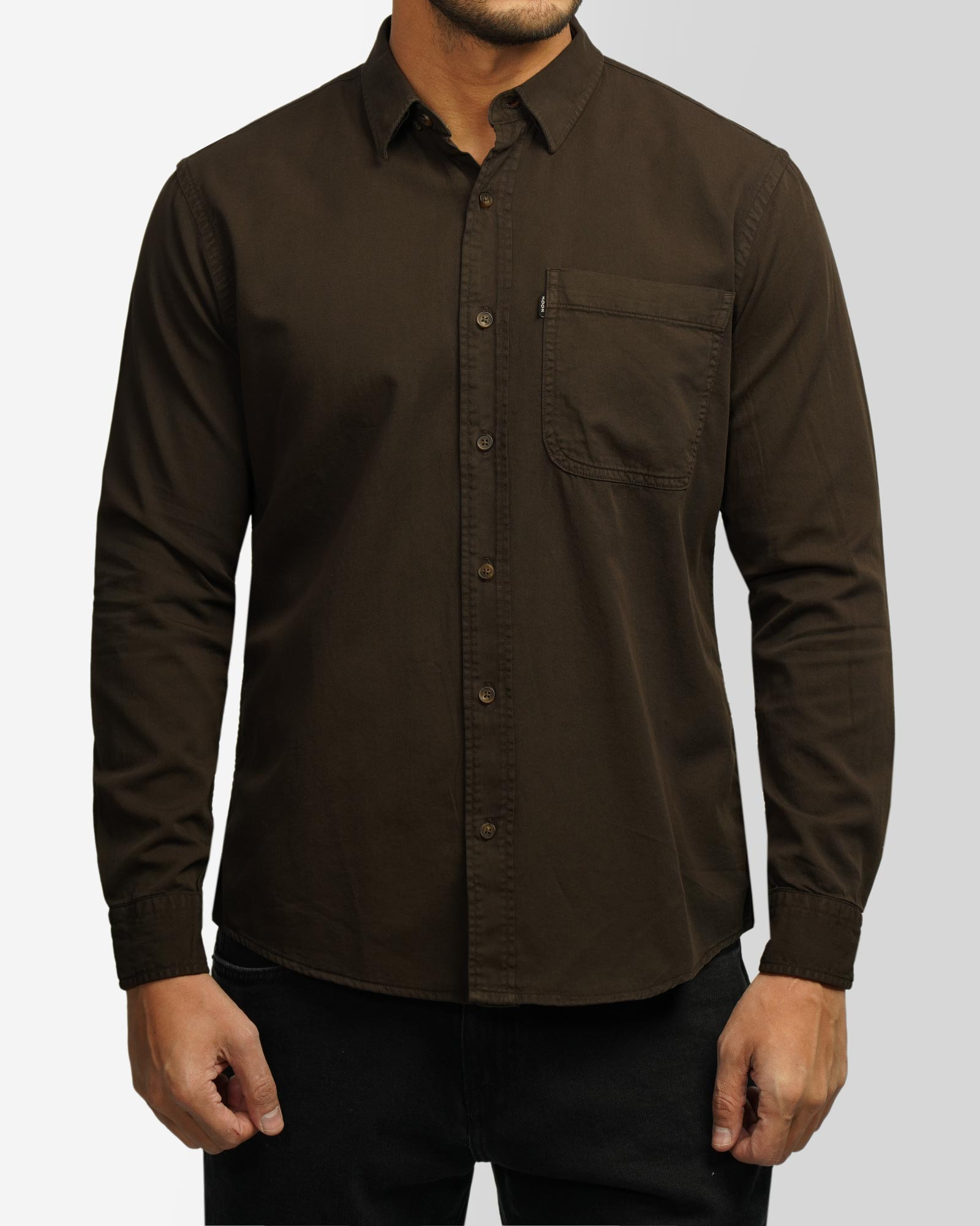 خرید و قیمت پیراهن آستین بلند ساده مردانه قهوه ای 24421316