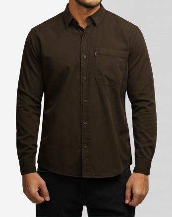 خرید و قیمت پیراهن آستین بلند ساده مردانه قهوه ای 24421316