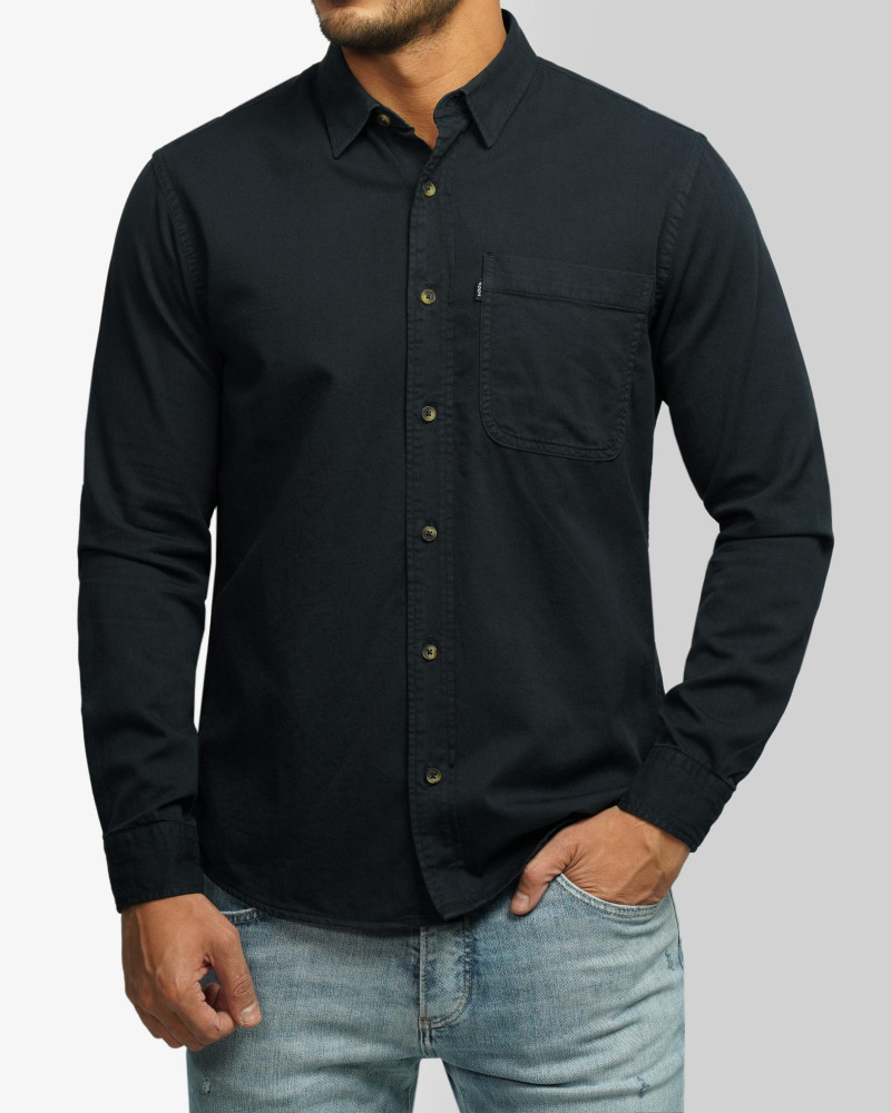 خرید و قیمت پیراهن آستین بلند ساده مردانه سرمه ای 24421316