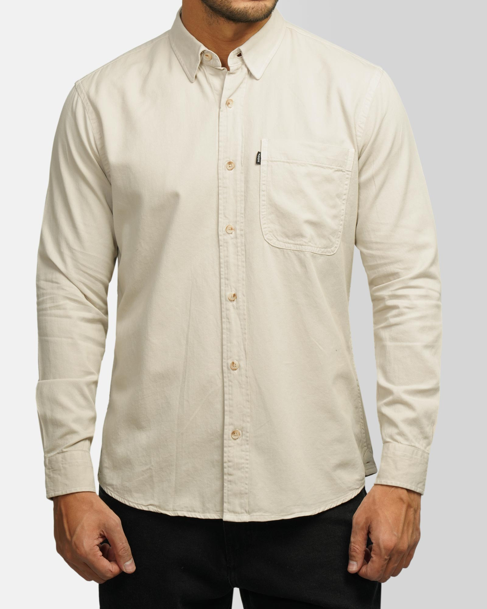 خرید و قیمت پیراهن آستین بلند ساده مردانه کرم روشن 24421316