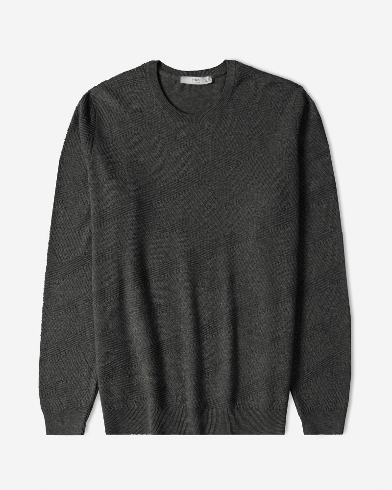 خرید و قیمت پلیور یقه گرد مردانه ذغالی 24458148