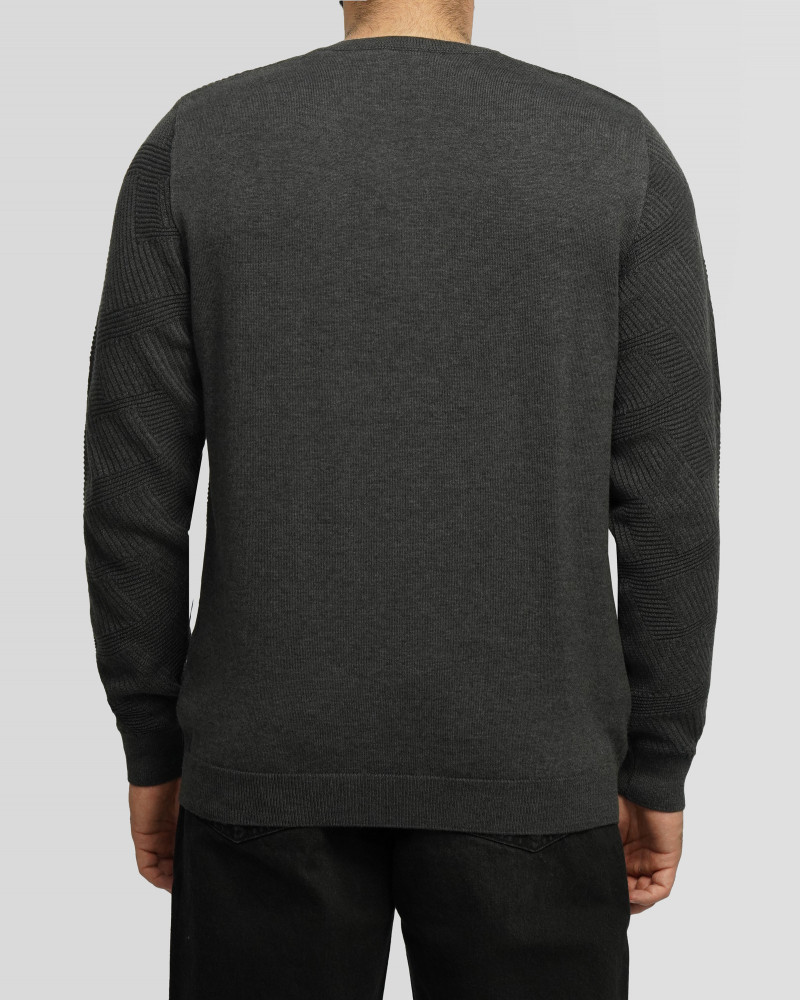 خرید و قیمت پلیور یقه گرد مردانه ذغالی 24458148