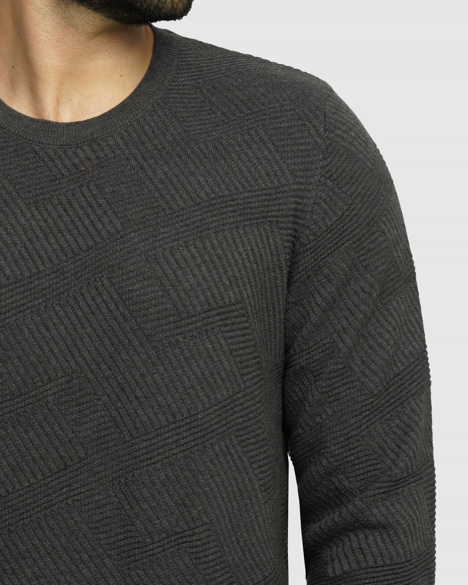 خرید و قیمت پلیور یقه گرد مردانه ذغالی 24458148