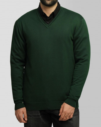خرید و قیمت پلیور بافت یقه هفت ساده مردانه سبز یشمی 24472111