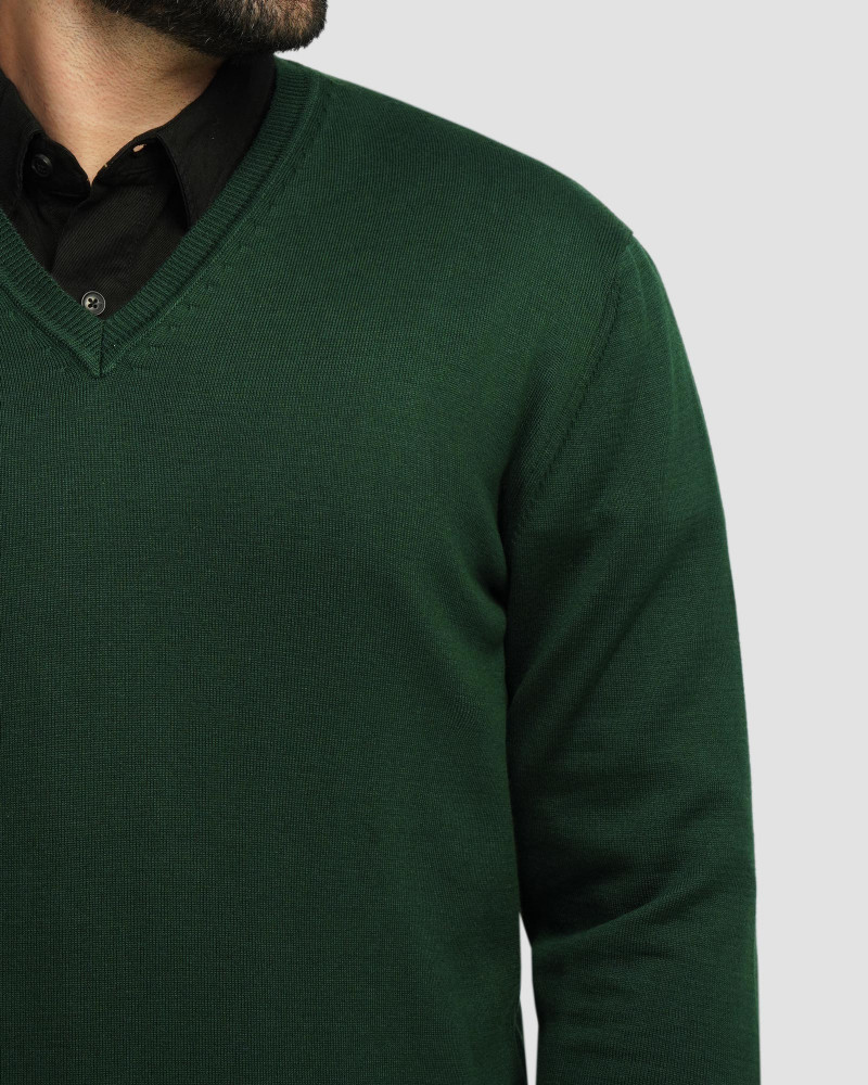 خرید و قیمت پلیور بافت یقه هفت ساده مردانه سبز یشمی 24472111