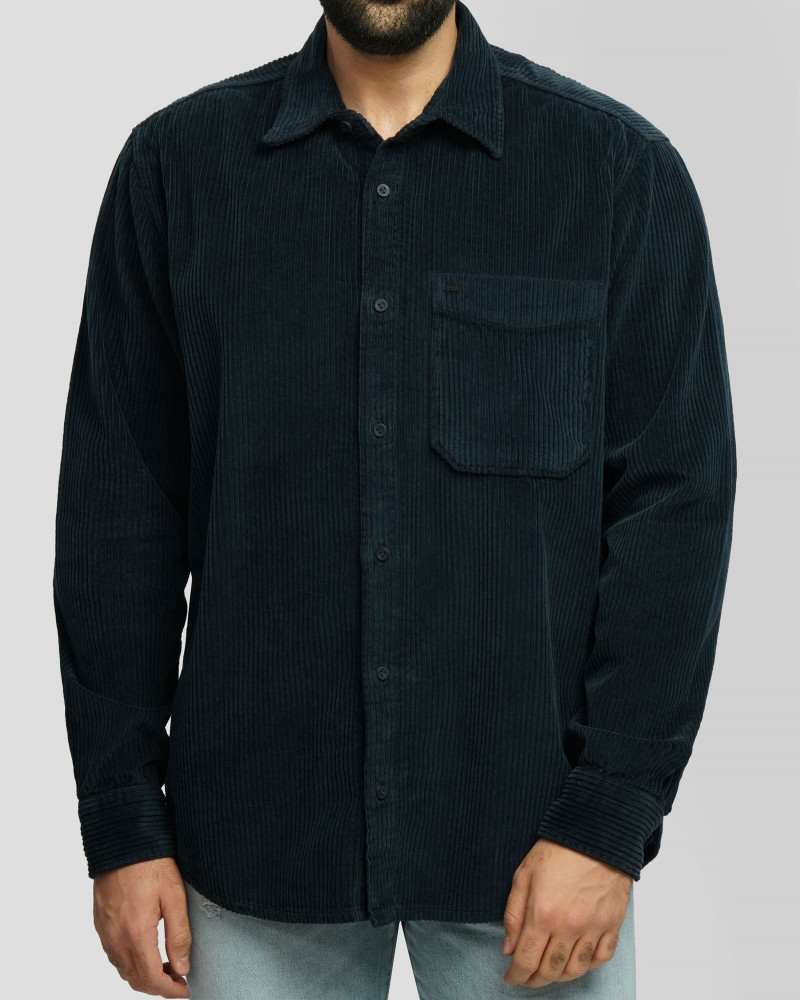 پیراهن مخمل کبریتی مردانه سرمه ای 24452340