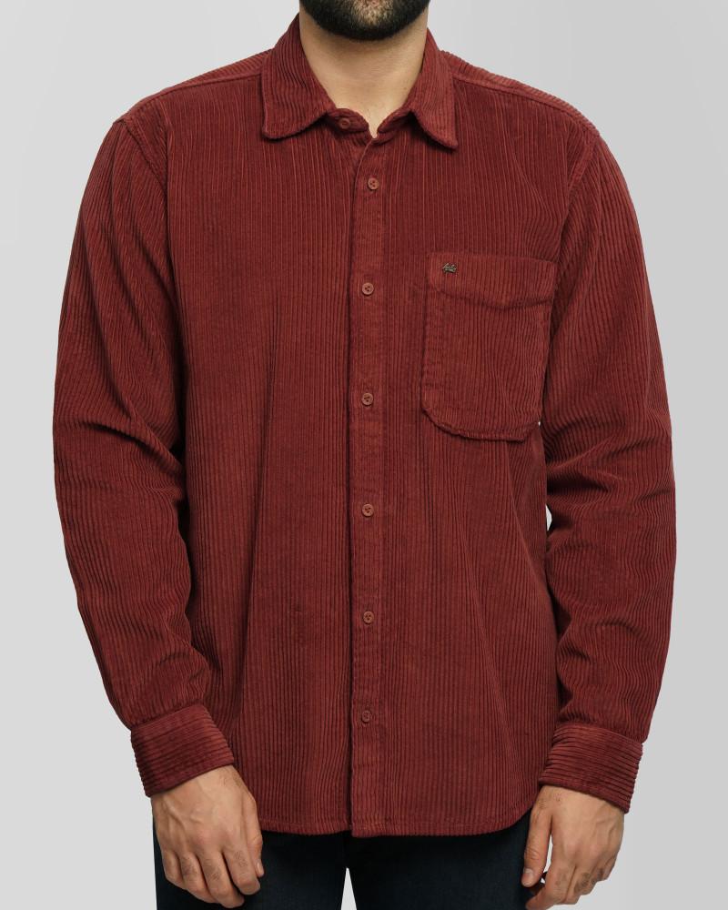 پیراهن مخمل کبریتی مردانه آجری 24452340