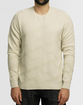 خرید و قیمت پلیور یقه گرد مردانه کرم 24458148