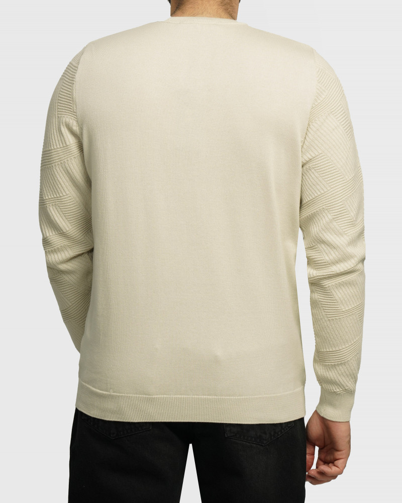 خرید و قیمت پلیور یقه گرد مردانه کرم 24458148