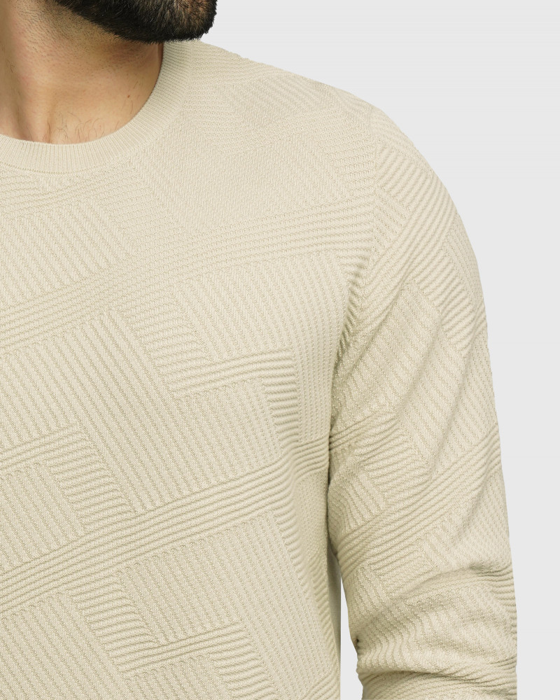 خرید و قیمت پلیور یقه گرد مردانه کرم 24458148