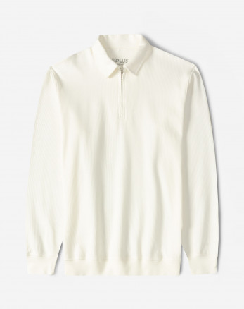 پولوشرت آستین بلند نیم زیپ مردانه سفید 24486132