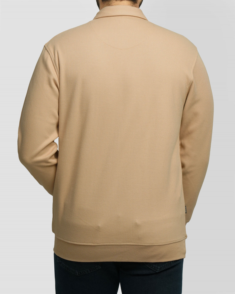 پولوشرت آستین بلند نیم زیپ مردانه کرم 24486132