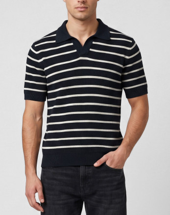 پولوشرت طرح دار آستین کوتاه مردانه سرمه ای 25494355