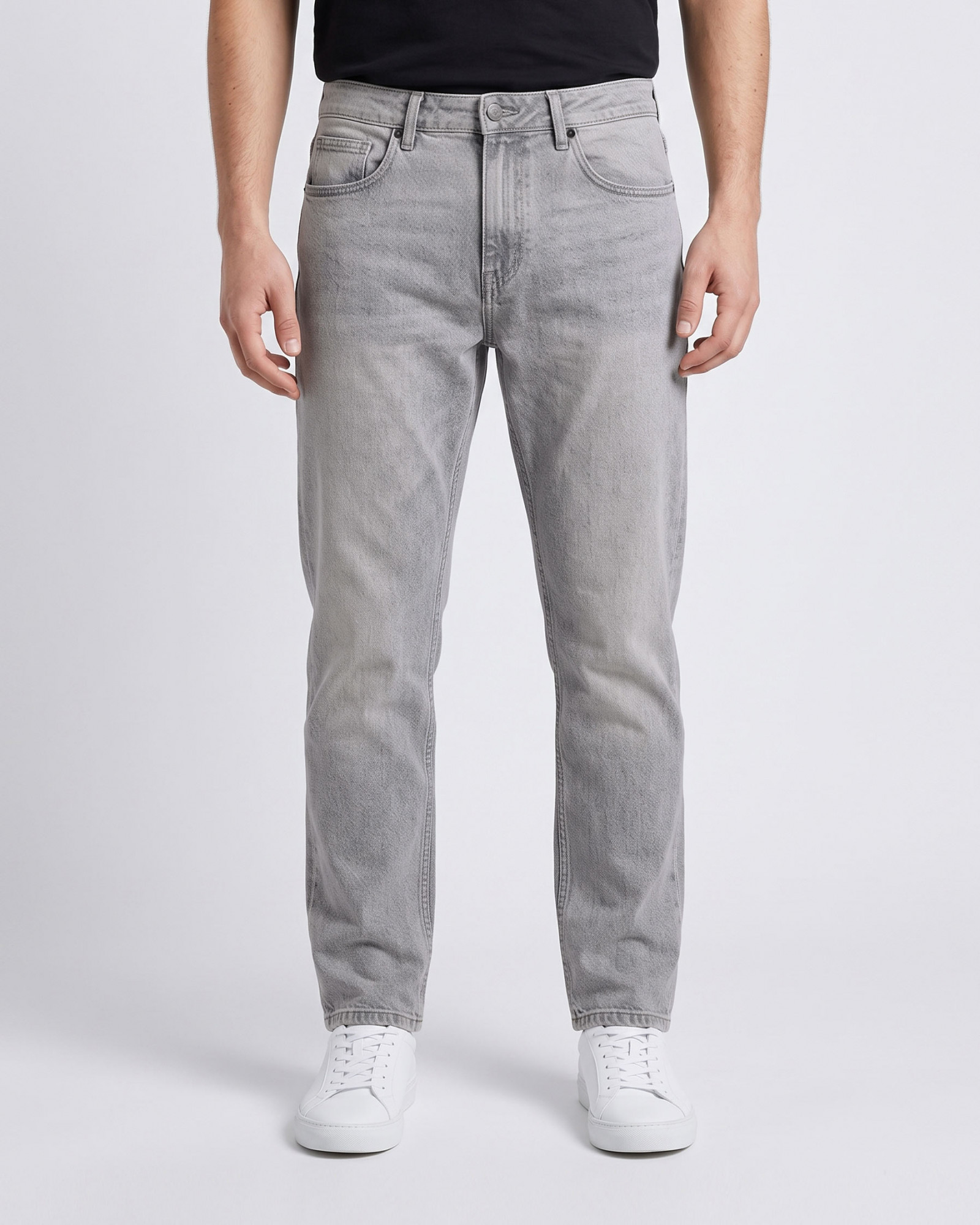 شلوار جین استریت فیت (Straight fit) ساده مردانه طوسی 25424897