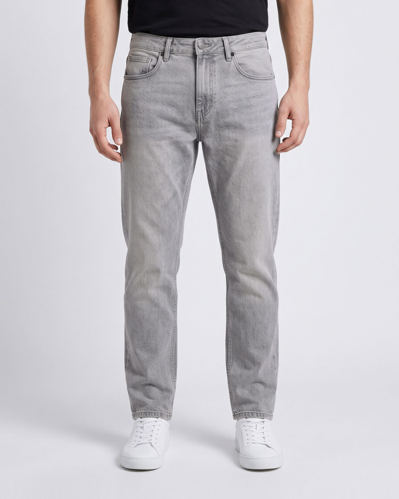 شلوار جین استریت فیت (Straight fit) ساده مردانه طوسی 25424897