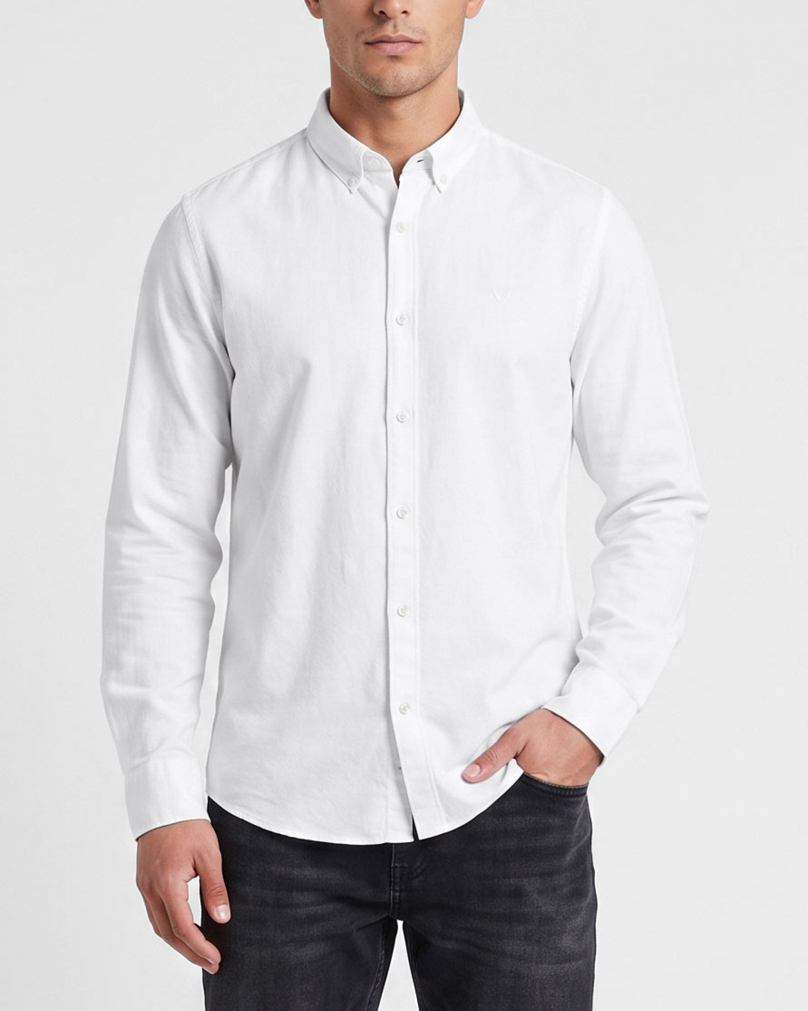پیراهن آستین بلند ساده مردانه سفید 25421326