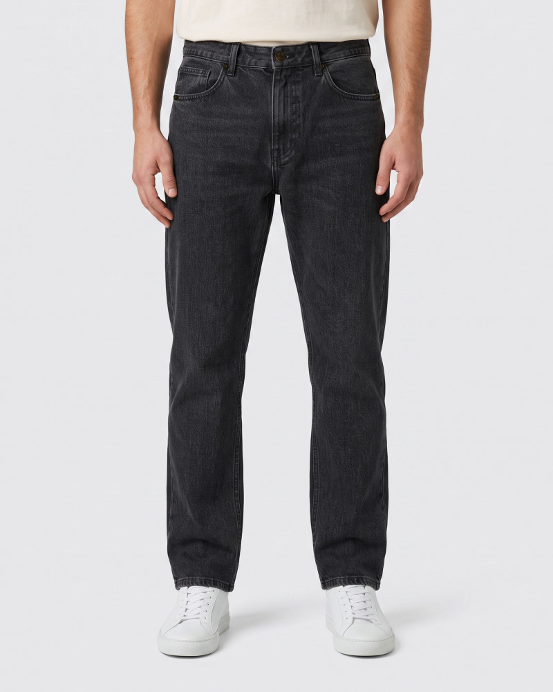 شلوار جین استریت فیت (Straight fit) ساده مردانه ذغالی 25424896