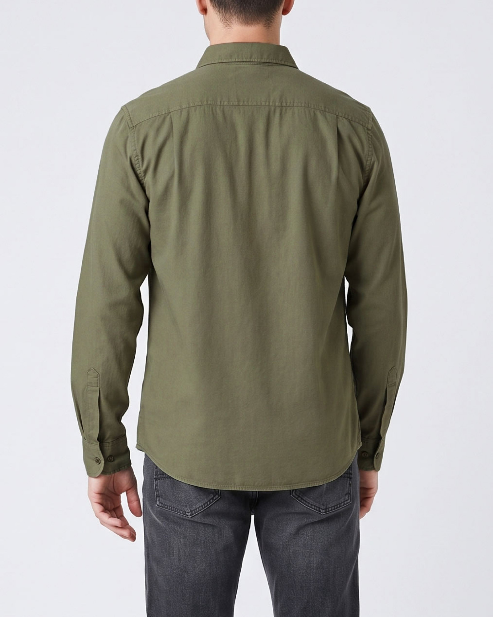 پیراهن آستین بلند ساده مردانه سبز 25421328